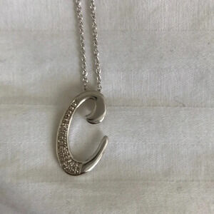 Initial letter C silver necklace